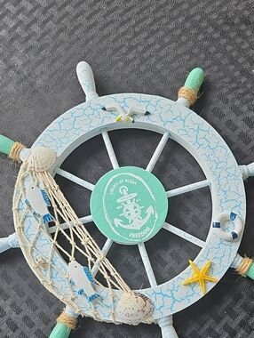 Nautical Kids Steering Wheel Wall Decor - Mint & White